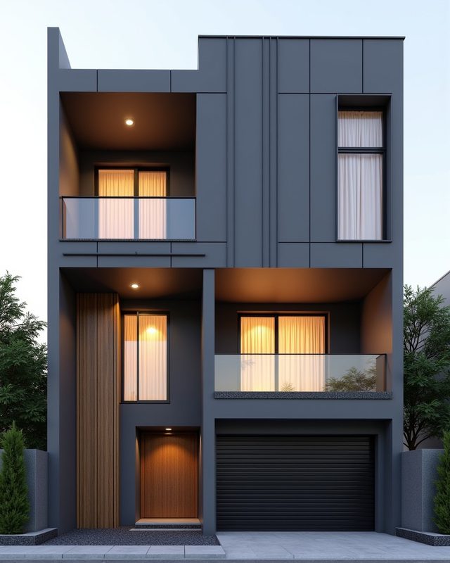 Acp Modern Villa — Stilt+3 front elevation design