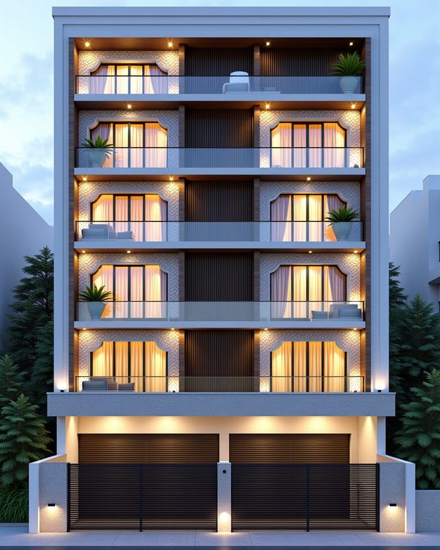 Grc Ornamental Modern — G+3 front elevation design
