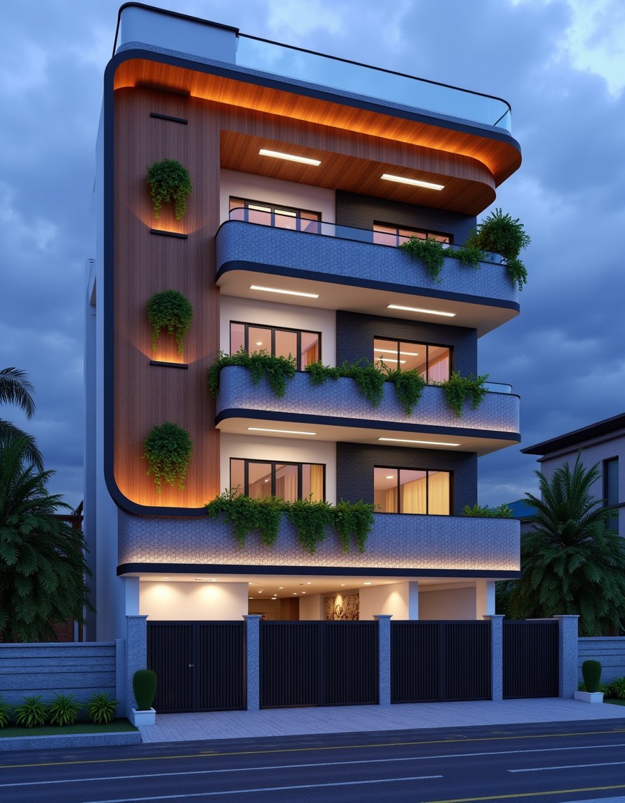 Modern Indian Luxury — Stilt+3 front elevation design