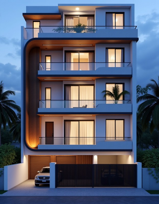 Modern Italian — Wood & Indigo — Stilt+3 front elevation design