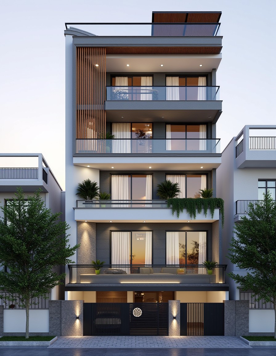 South Delhi Classic — Stilt+4 front elevation design
