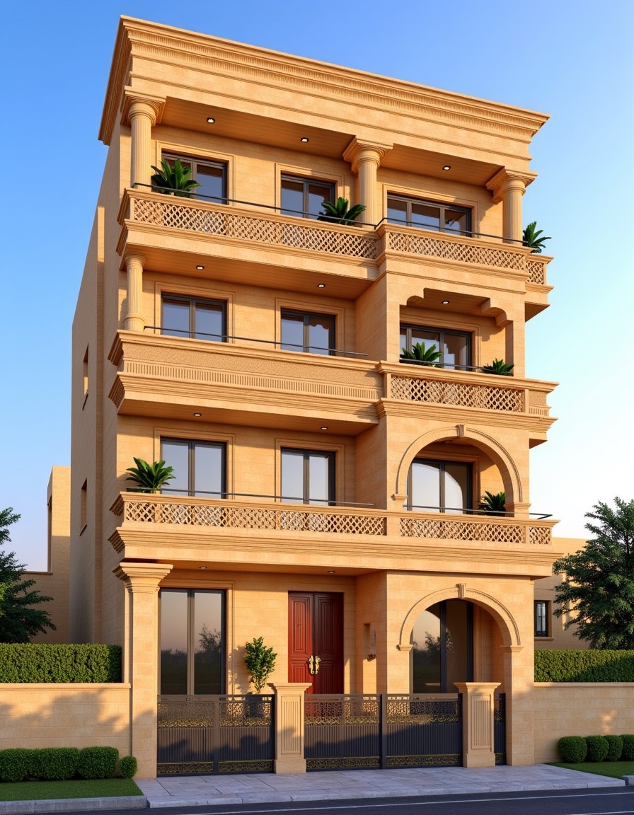 Rajasthani Marble Luxury — Stilt+4 front elevation design