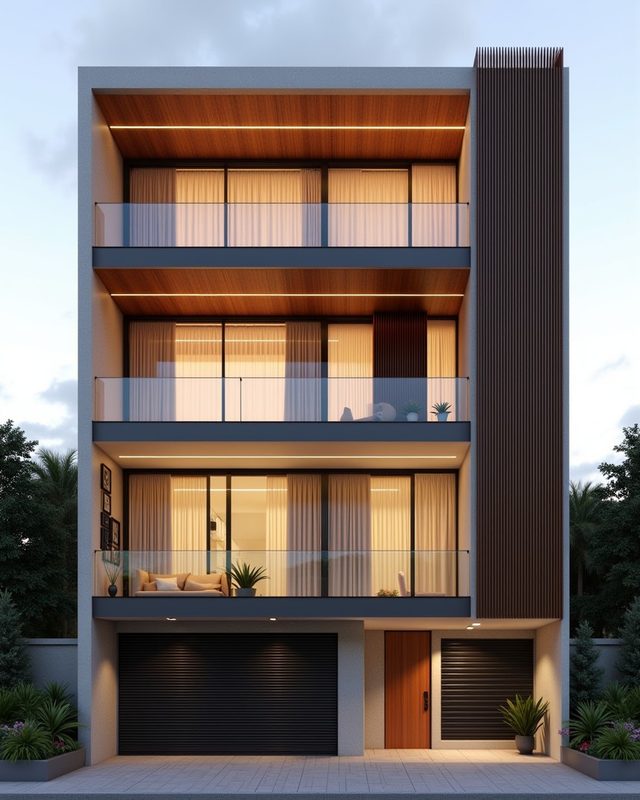 Wpc Fluted Elevation — Stilt+3 front elevation design