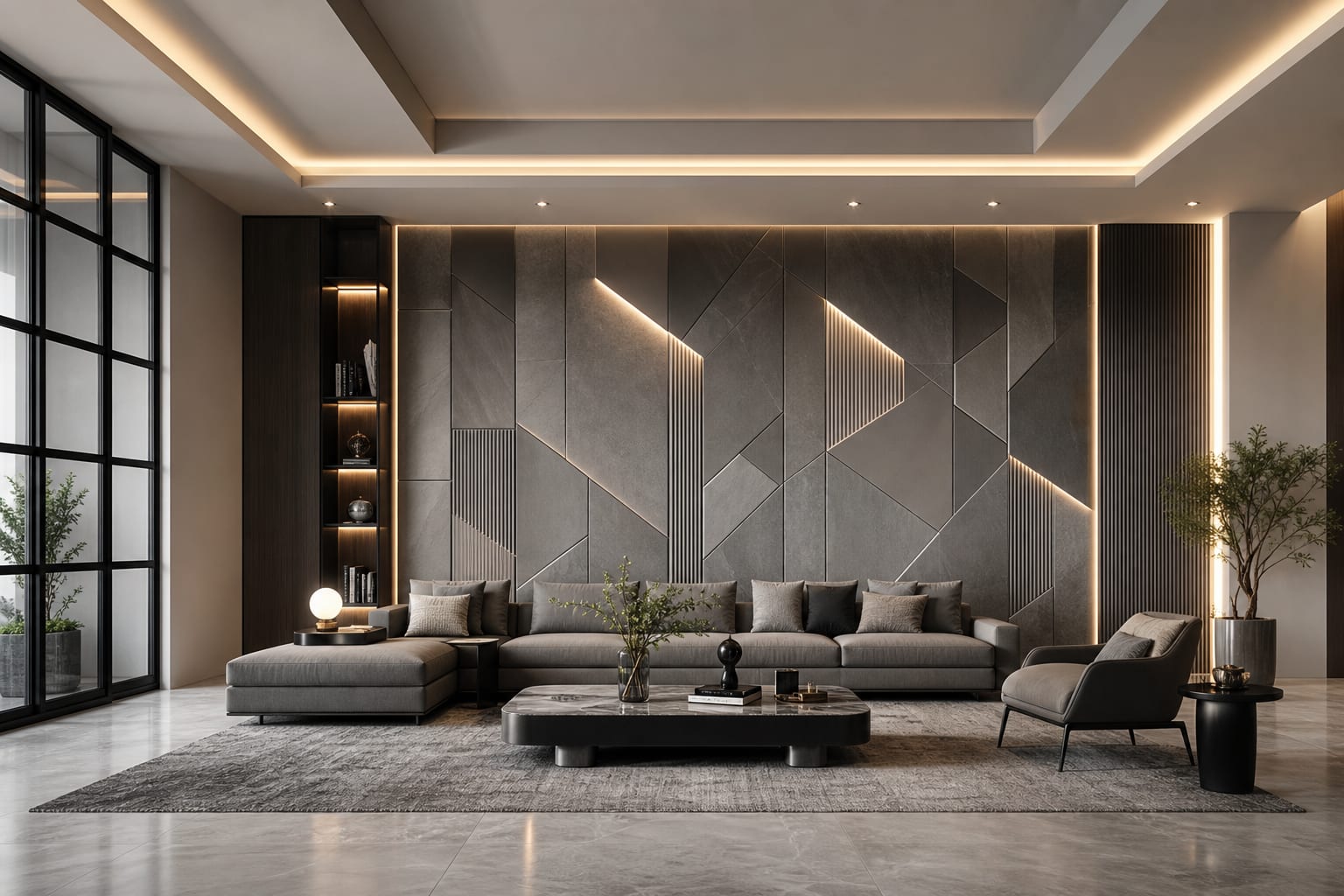 Luxury living room - Grey Elegance - 3D panels