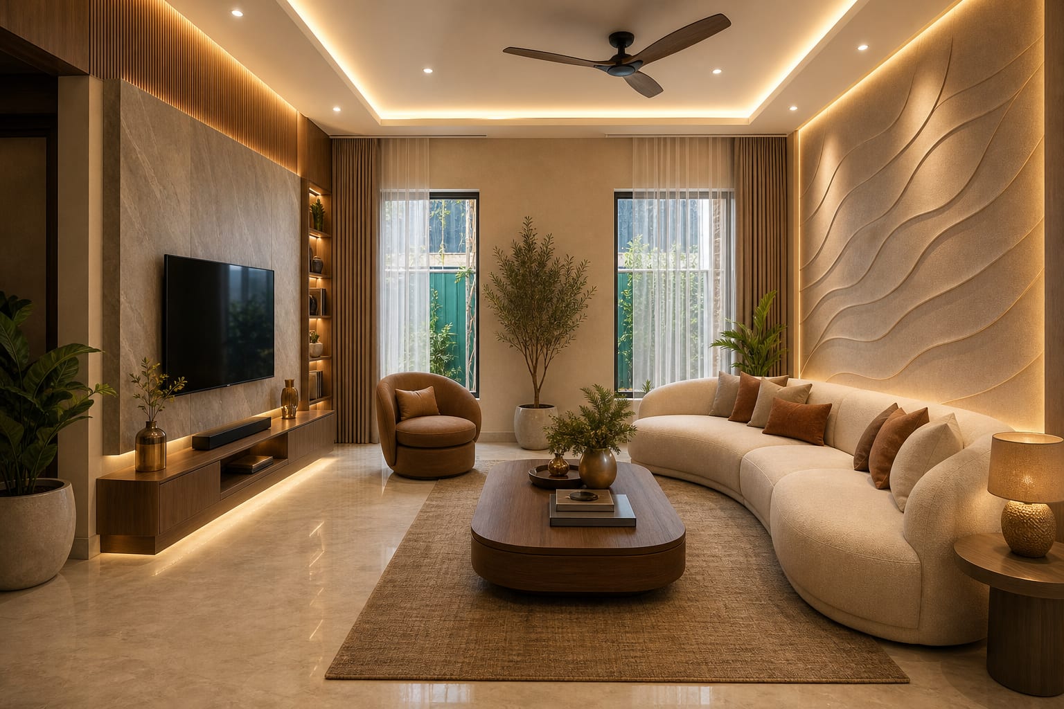 Luxury living room - Warm Earth - 3D panels